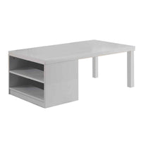 Wood and Metal Frame Coffee Table with Open Shelves, White and Chrome - BM225742