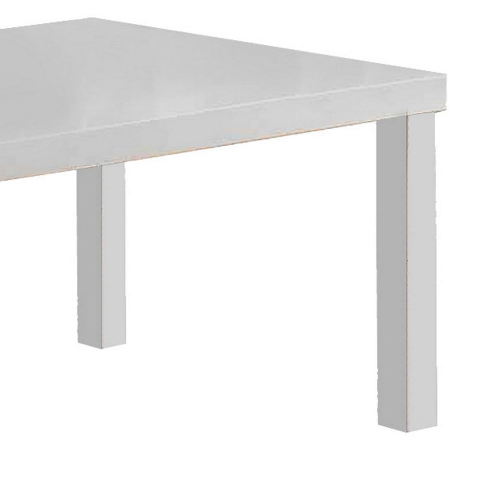 Wood and Metal Frame Coffee Table with Open Shelves, White and Chrome - BM225742