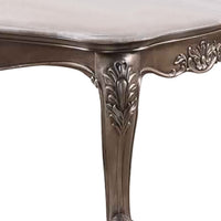 Faux Marble Top Engraved Wooden Frame Coffee Table, Off White and Gold - BM225746