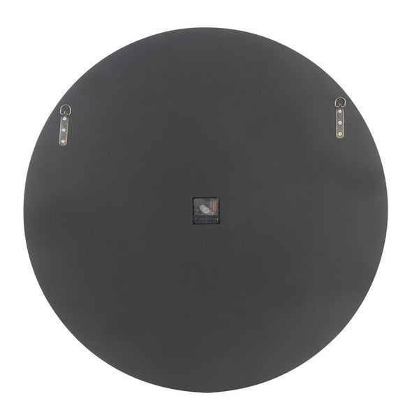 Round Beveled Mirror Frame Wall Clock with Faux diamond Inlay, Silver - BM225865