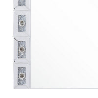 Mirror Panel Frame Wall Decor with Light Function and Faux Diamond, Silver - BM225873