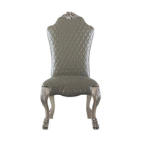 Leatherette Side Chair with High Back and Claw Legs, Set of 2,Antique White - BM225880