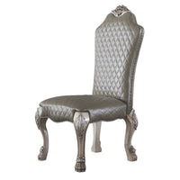 Leatherette Side Chair with High Back and Claw Legs, Set of 2,Antique White - BM225880