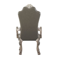 High Back Leatherette Arm Chair with Claw Legs, Set of 2, Silver and Gray - BM225881