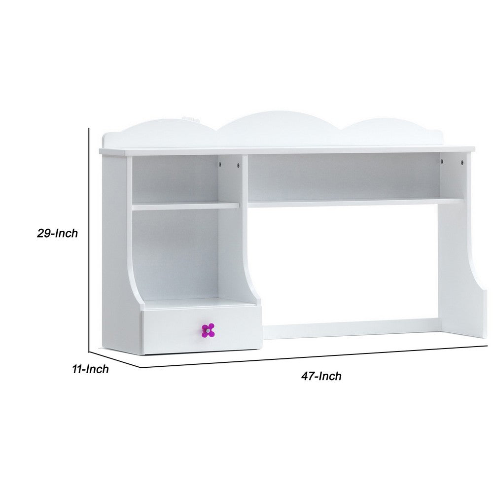 Transitional Wooden Hutch with Two Shelves and Three Drawers, White - BM225934