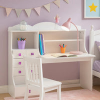 Transitional Wooden Hutch with Two Shelves and Three Drawers, White - BM225934