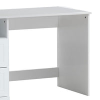 Wooden Table Desk with 2 Drawers and 1 Open Compartment, White - BM225935