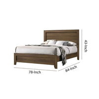 Transitional Style Wooden Eastern King Bed with Raised Molding Trim, Brown - BM225936