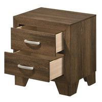 Transitional Style Wooden Nightstand with 2 Drawers and Metal Handles,Brown - BM225937