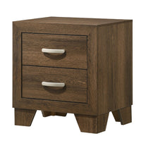 Transitional Style Wooden Nightstand with 2 Drawers and Metal Handles,Brown - BM225937