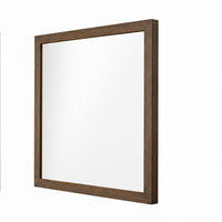 Transitional Style Wooden Frame Mirror with Grain Details, Brown - BM225938