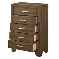 Transitional Style Wooden Chest with 2 Drawers and Metal Handles, Brown - BM225940