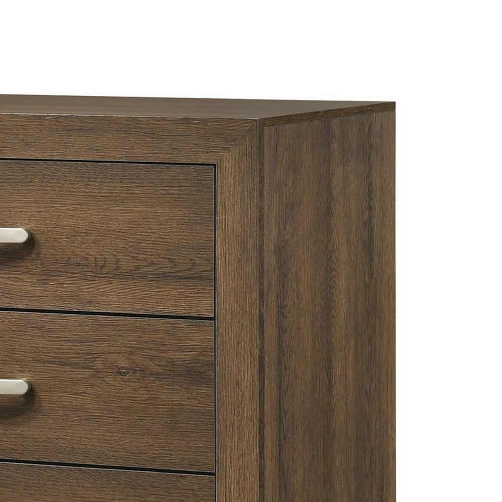 Transitional Style Wooden Chest with 2 Drawers and Metal Handles, Brown - BM225940
