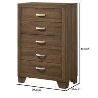 Transitional Style Wooden Chest with 2 Drawers and Metal Handles, Brown - BM225940