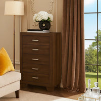 Transitional Style Wooden Chest with 2 Drawers and Metal Handles, Brown - BM225940