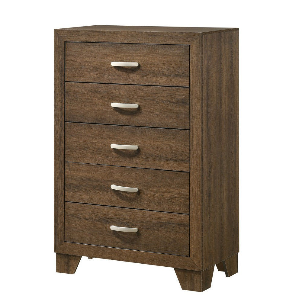 Transitional Style Wooden Chest with 2 Drawers and Metal Handles, Brown - BM225940