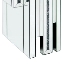 Glass Top End Table with Mirror Panels and Faux Gemstone Accents, Silver - BM225941