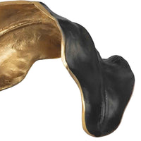 Lica 19 Inch Twisted Leaf Sculpture Table Decor, Antique Gold and Black Finish, Handcrafted Metal - BM226131