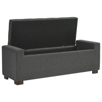 Fabric Tufted Seat Storage Bench with Block Feet, Dark Gray - BM226141