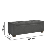 Fabric Tufted Seat Storage Bench with Block Feet, Dark Gray - BM226141