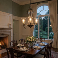3 Bulb Chandelier with Scrolled Metal Frame and Glass Shades,Gray and Clear