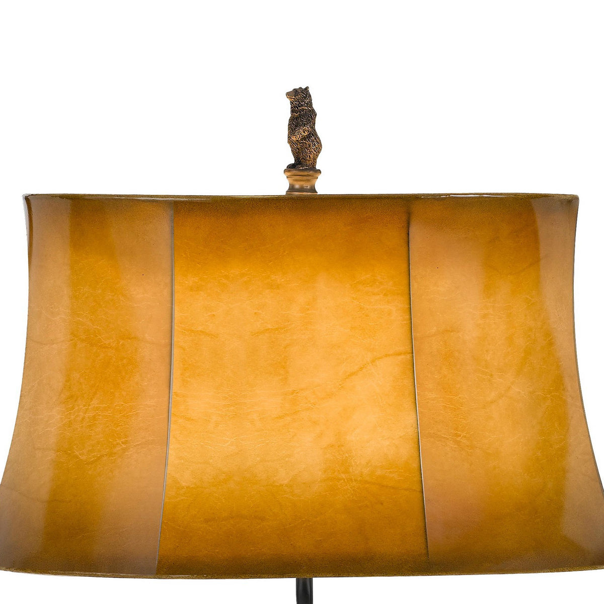 3 Way Resin Body Table Lamp with Forest and Bear Design, Brown and Black