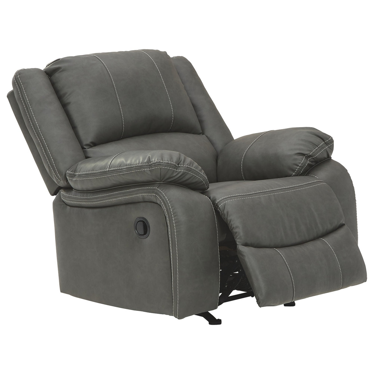 Faux Leather Upholstered Rocker Recliner with Jumbo Stitching, Gray - BM226481