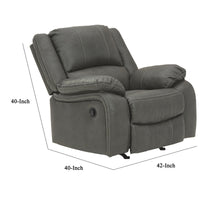 Faux Leather Upholstered Rocker Recliner with Jumbo Stitching, Gray - BM226481