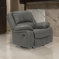 Faux Leather Upholstered Rocker Recliner with Jumbo Stitching, Gray - BM226481