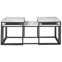 3 Piece Occasional Table, Metal Frame, Marble Top, White and Black - BM226510