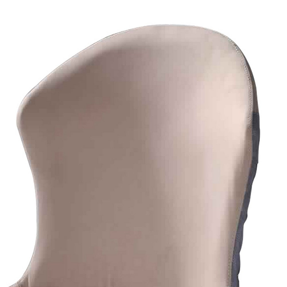 Fabric Upholstered Side Chair with Spindle Legs, Set of 2, Beige and Gold - BM226853