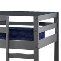 Twin Wooden Frame Loft Bed with Built In Ladder, Gray - BM226859