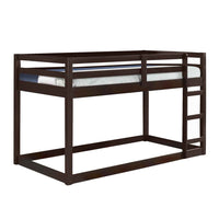 Twin Wooden Frame Loft Bed with Built In Ladder, Espresso Brown - BM226860