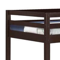 Twin Wooden Frame Loft Bed with Built In Ladder, Espresso Brown - BM226860