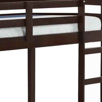 Twin Wooden Frame Loft Bed with Built In Ladder, Espresso Brown - BM226860