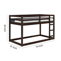 Twin Wooden Frame Loft Bed with Built In Ladder, Espresso Brown - BM226860