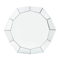 Mirror Octagonal Shape Coffee Table with Faux Diamond Inlays, Silver - BM226892