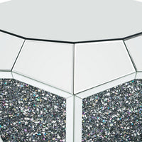 Mirror Octagonal Shape Coffee Table with Faux Diamond Inlays, Silver - BM226892
