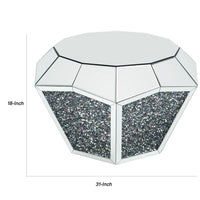 Mirror Octagonal Shape Coffee Table with Faux Diamond Inlays, Silver - BM226892