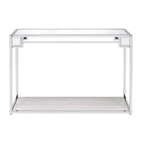 Mirror Top Metal Console Table with Wooden Open Bottom Shelf, Silver - BM226901
