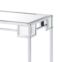 Mirror Top Metal Console Table with Wooden Open Bottom Shelf, Silver - BM226901