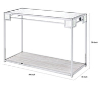 Mirror Top Metal Console Table with Wooden Open Bottom Shelf, Silver - BM226901