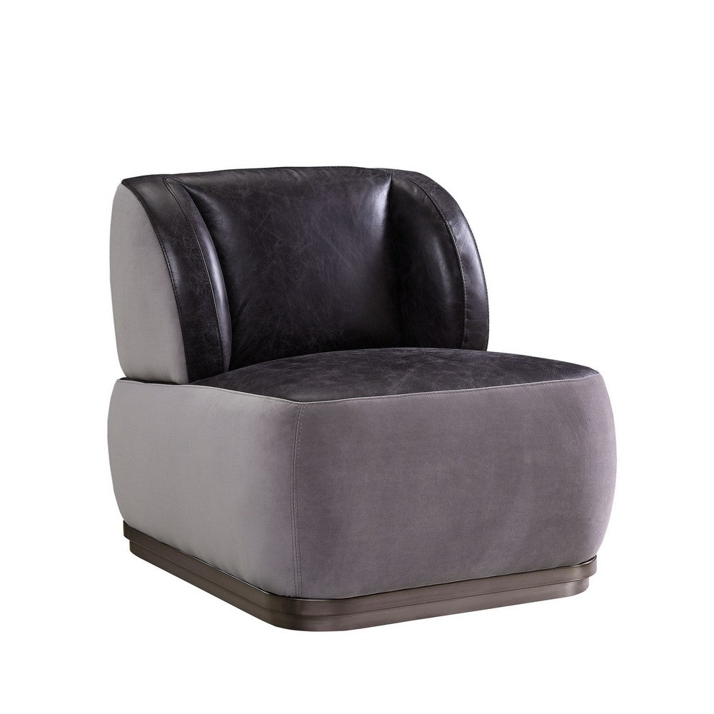 Leatherette Accent Chair with Wingback Design Backrest, Black and Gray - BM226920