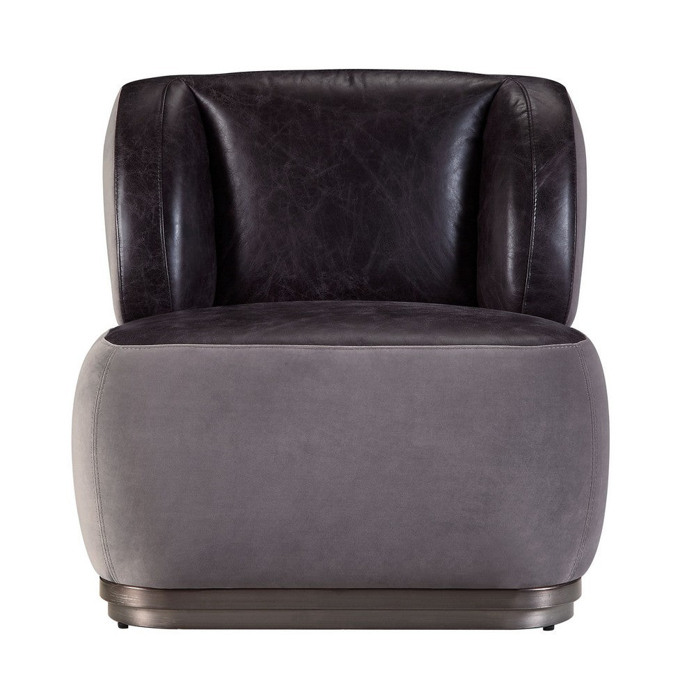 Leatherette Accent Chair with Wingback Design Backrest, Black and Gray - BM226920