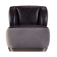 Leatherette Accent Chair with Wingback Design Backrest, Black and Gray - BM226920