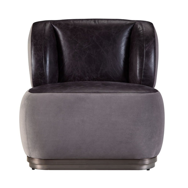 Leatherette Accent Chair with Wingback Design Backrest, Black and Gray - BM226920