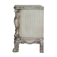 Traditional Wooden Nightstand with 2 Drawers and Carved Details, Silver - BM226924