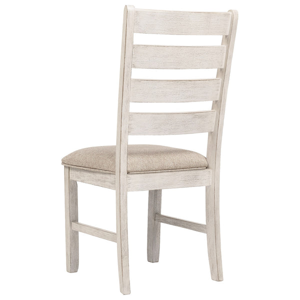 Fabric Dining Side Chair with Ladder Back, Set of 2, White and Brown - BM227028