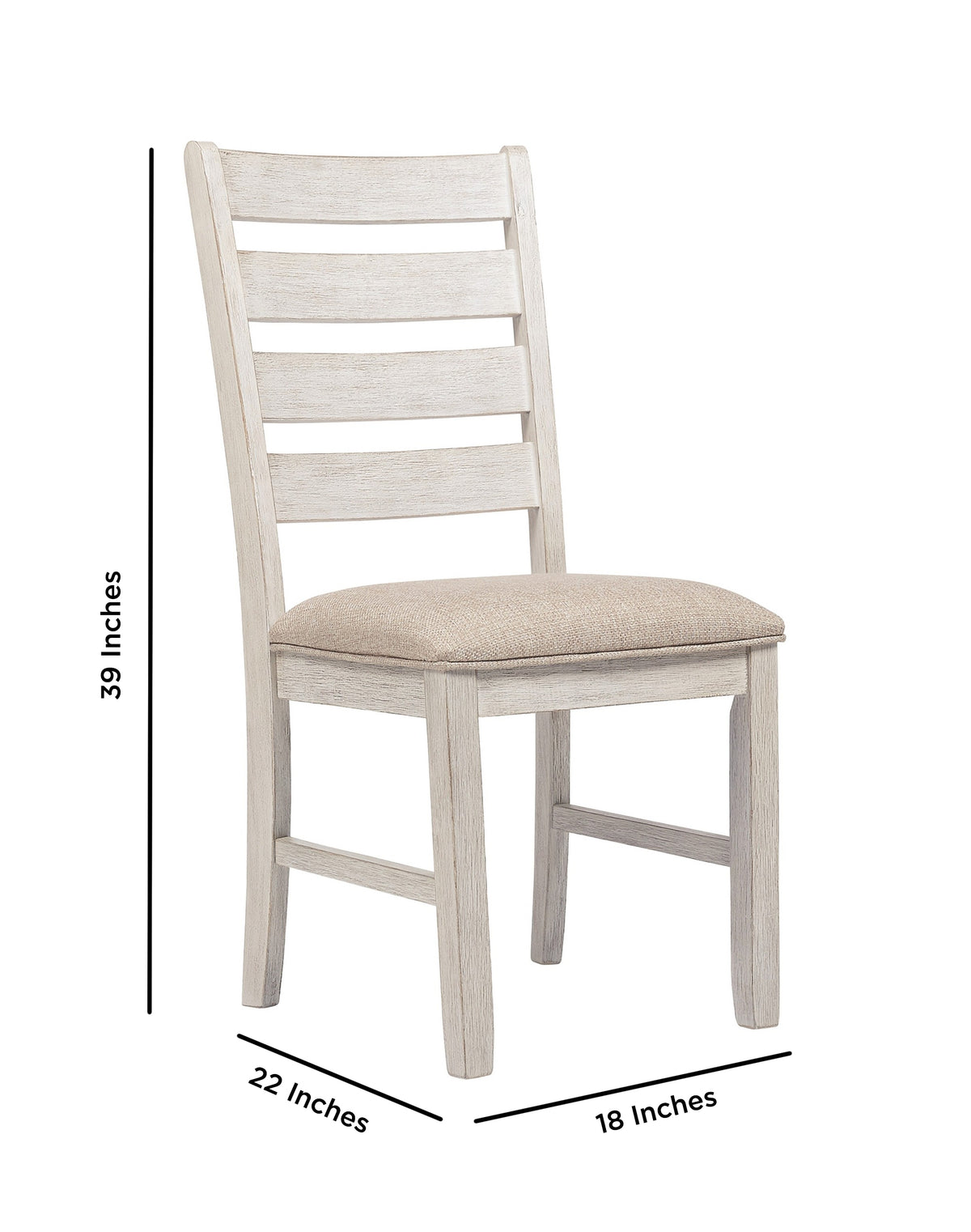 Fabric Dining Side Chair with Ladder Back, Set of 2, White and Brown - BM227028