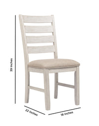 Fabric Dining Side Chair with Ladder Back, Set of 2, White and Brown - BM227028